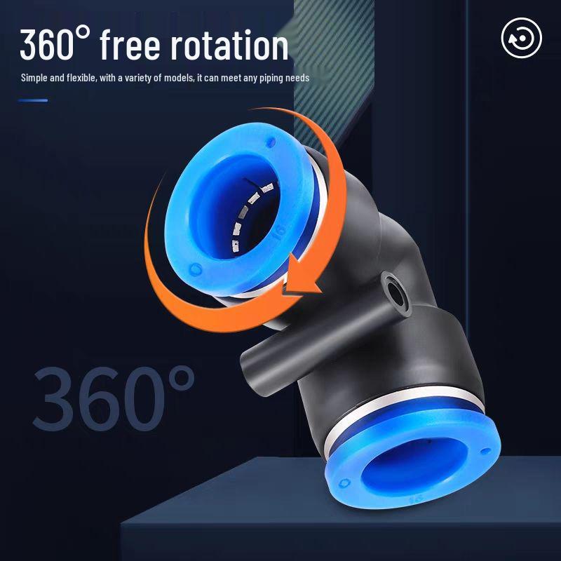 Pneumatic Quick Connect Right Angle 90° Elbow Hose Coupling PV-4/6/8/10/12/14/16