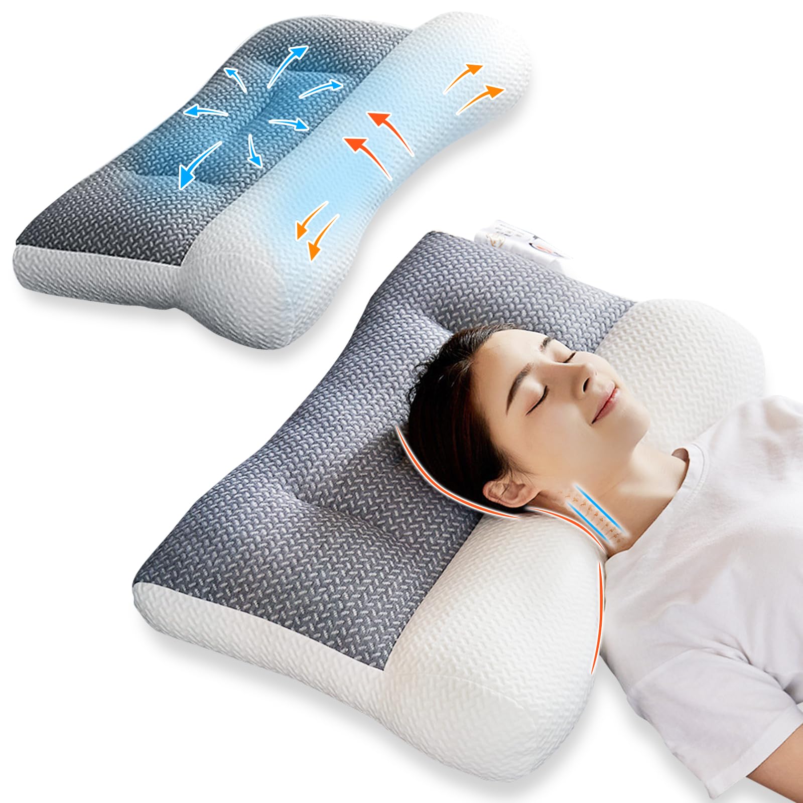 

Moledro Облегчает боль в шее Соевый протеин Сон Комфортный сон Легко переворачиваться Память На боку Полное уважение к пожилым Дневная белая подушка, [Инновация 2025] белый