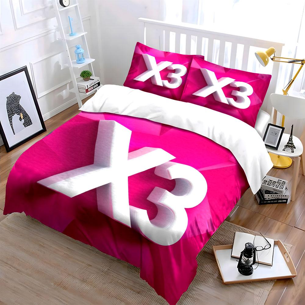 Bold "X3" text pattern. Bedding sets Duvet cover sets Duvet covers Pillowcases(1*Duvet Cover 2*Pillowcases without duvet insert)