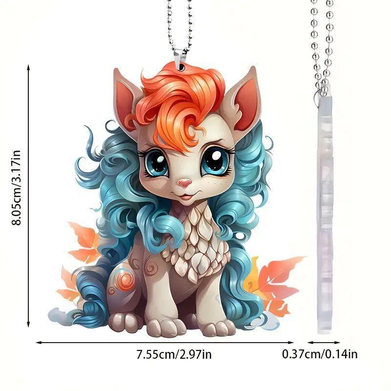 

Очаровательный акриловый мультяшный брелок для ключей в виде машинки-пони, подвесной декор для отличительного стайлинга автомобиля