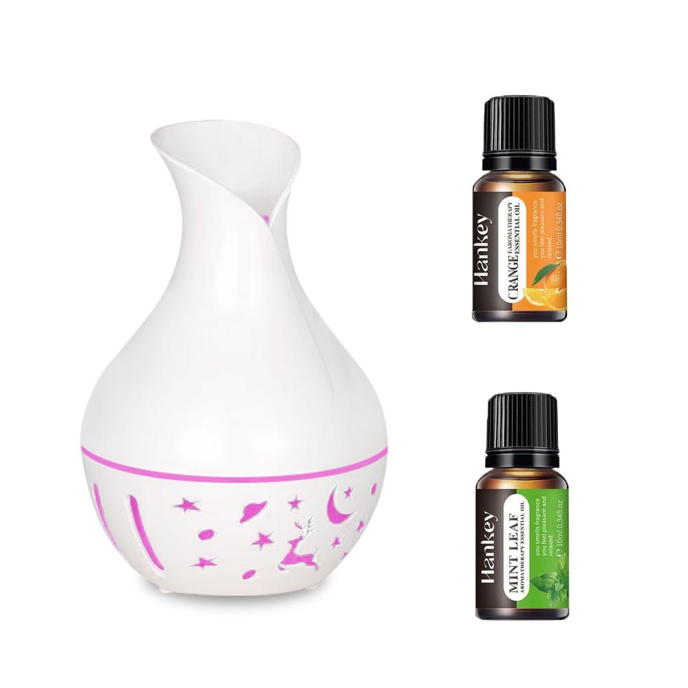 200ml Mini Ultrasonic Essential Oil Diffuser with LED Night Light, Aromatherapy Machine, Includes 2 Oils