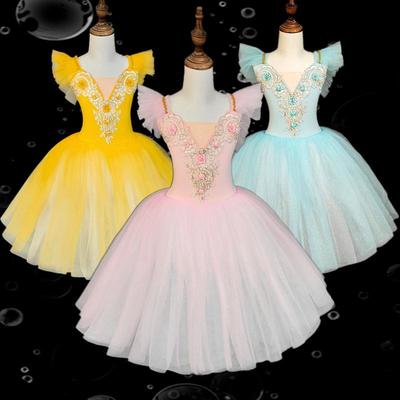 Kinderballett-Tutu-Kleid mit Ärmeln - Prinzessin Tanz- und Eislaufkostüm für Kleinkinder