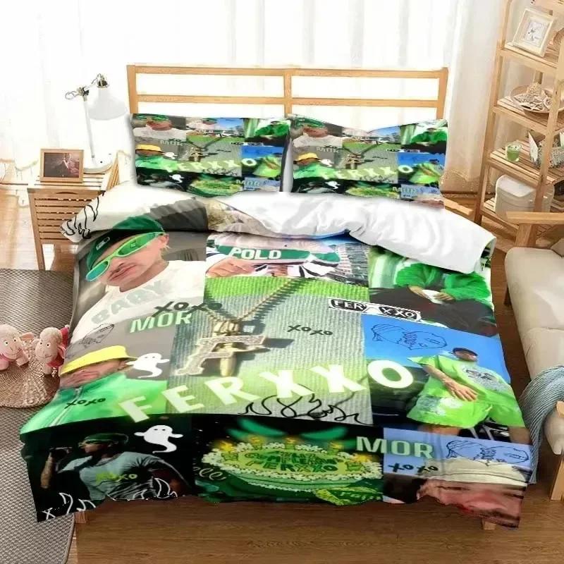 Fashion Ferxxo Feid Rapper Bedding Set Printed Bed Set With Pillowcase Bed Duvet Cover Soft Single Double Queen Super King Size