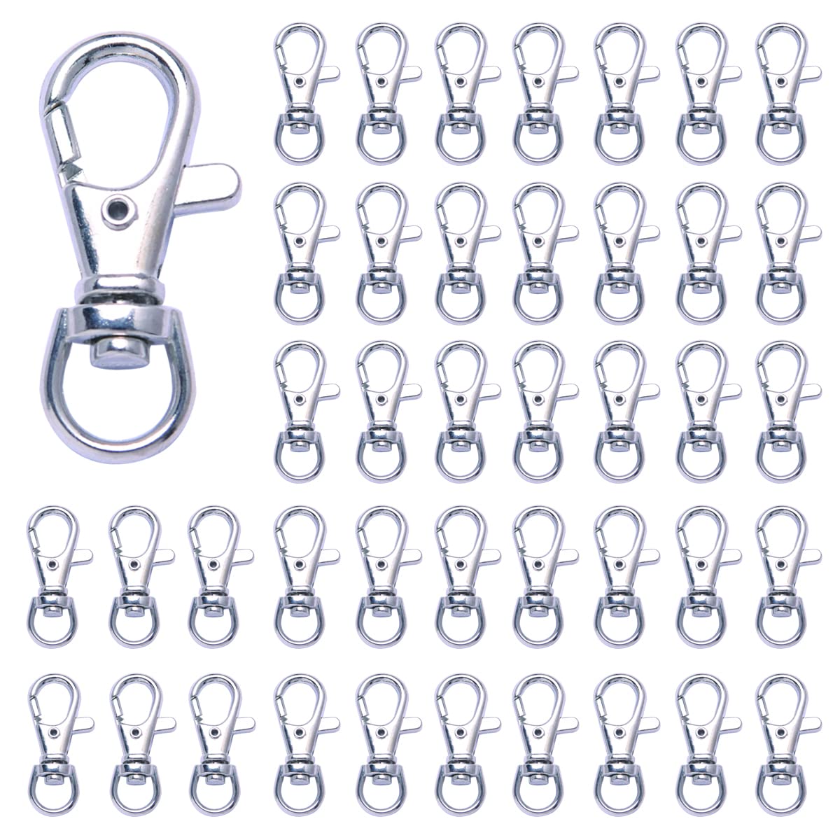 

Карабины 38 мм для брелоков, вращающиеся крючки, металлические детали, аксессуары для DIY, материалы для рукоделия ручной работы, 30 штук (38мм/5г, серебристый)