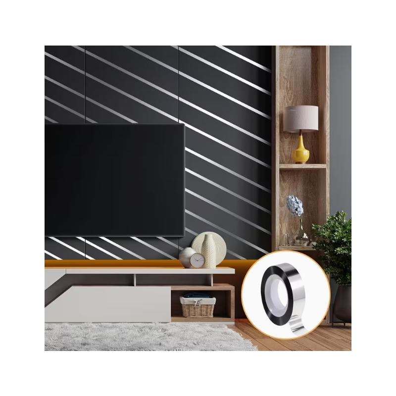 Metallic Silver Mirror Tape - Self-Adhesive Decorative Tape for DIY Crafts Wall Decor TV Frames & Gift Wrapping Decorative Tape