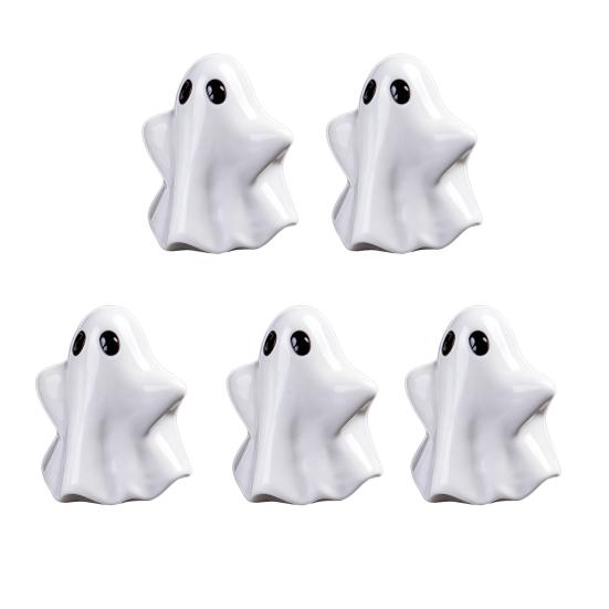 Piccole Sculture di Fantasmi in Resina 5 Pezzi Mini Figure, Fantasmini per Decorazione di Halloween, Accenti Decorativi per la Casa Gotica Ornamenti Spettrali Vasi a Gradini
