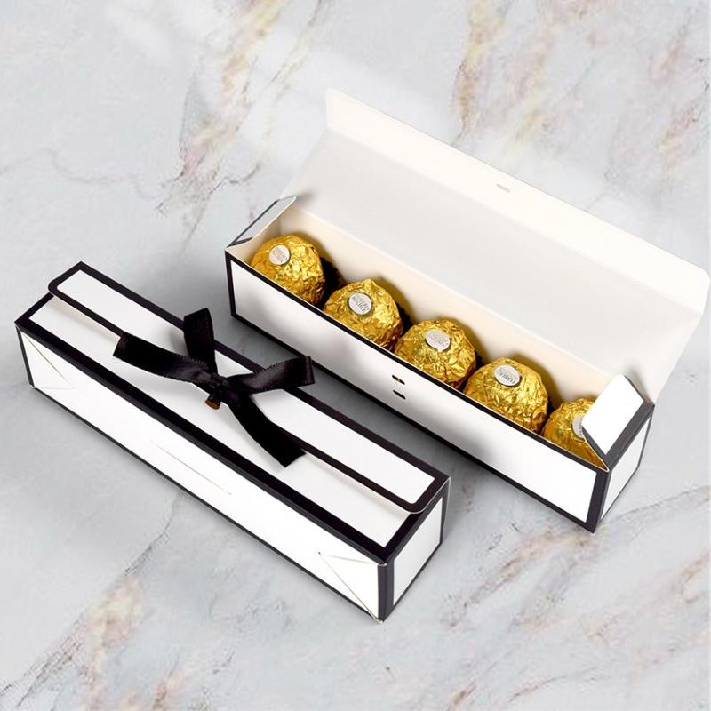 10Pcs Valentine'S Day Simple Long Butterfly Knot Chocolate Candy Paper Box Korean Style Single Grid Wedding Favor Box
