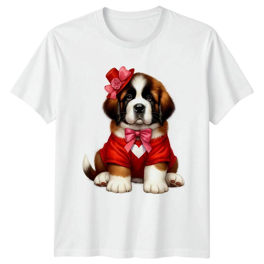 Saint Bernard Puppy Dog Valentines Day Unisexs TShirt Unisexs Tee Graphic Unisex S