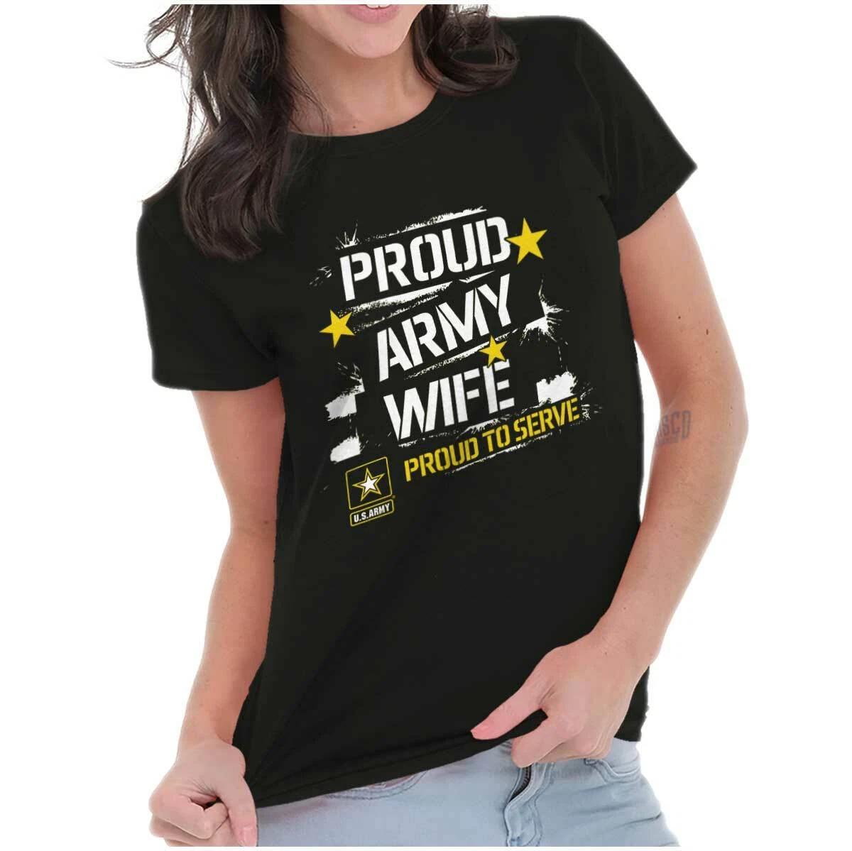 Serve US Army Star Logo Proud Military Wife Womens Top Junior Graphic Tee XL