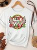 (Asian Size)  Merry Christmas Tee Top Festival New Year Holiday Casual Lovely Letter Cute 90s Women Print Lady Short Sleeve Fashion Graphic T-shirts