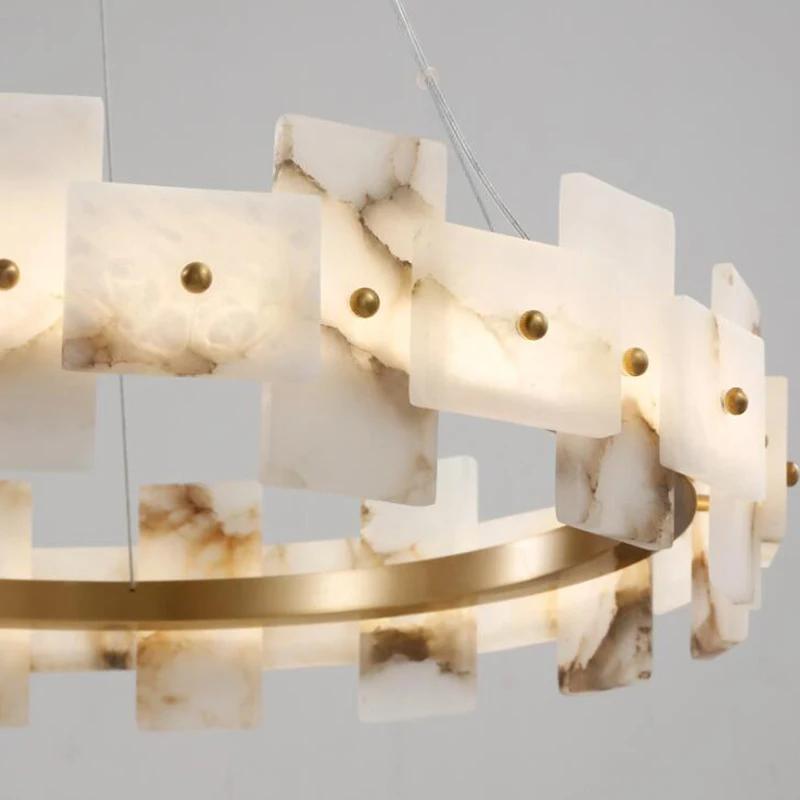 Modern Luxury All Copper chandelier Nordic Creative Cloud Stone LED Pendant Lamp Hotel Cafe Study Home Decoration Room Lighting