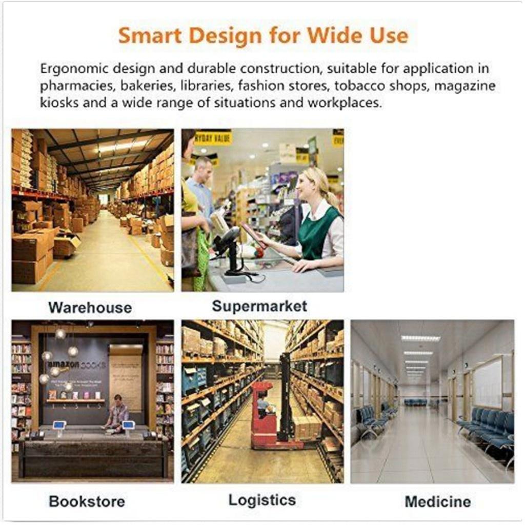 Yellow 10mA USB Bar Code Laser Reader Barcode Scanner with Stand Handheld Automatic Sensing (With Scanner Stand) New 19*9.5*7 Cm