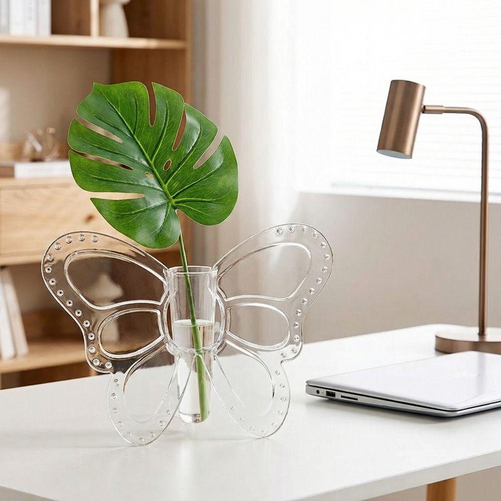 Clear Plastic Butterfly Flower Vase Unique Shape Flower Holder  Bedroom Display