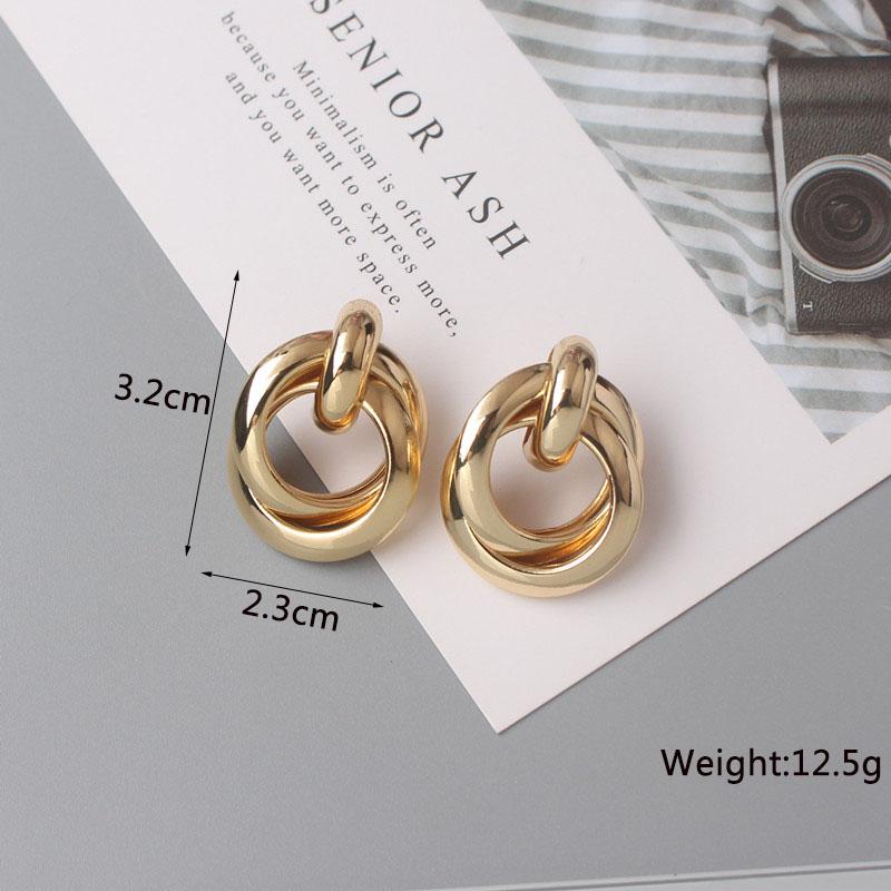 Boucles d'oreilles pendantes torsadées en métal pour femmes, couleur or, alliage enveloppé, déclaration géométrique irrégulière, oreille féminine, zircon, pendientes mujer