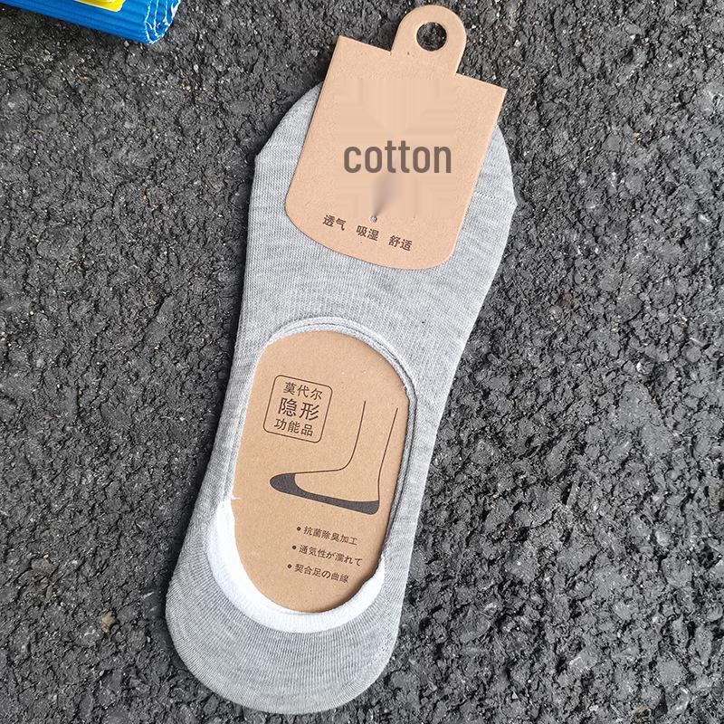 

Мужские тонкие однотонные хлопковые носки-подследники с нескользящей подошвой: Дышащие и влагоотводящие силиконовые невидимые носки для весны/лета. Each Pair Comes with a Paper Card светло-серый