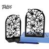Office Desk Organizer 1 Pair Flower Metal Bookends, Decorative Vase Book Ends for Artistic Bookend Shelves, Black Holder Stopper Home Reading