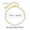 Gold Plated Dainty Spaced Tiny Pearl Bead Anklet With Adjustable Extension Chain