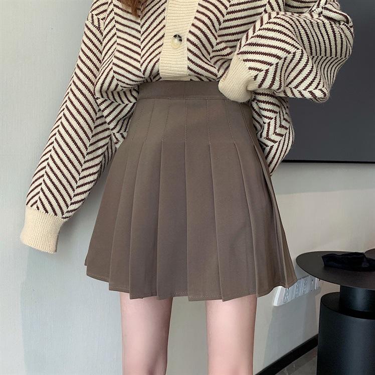 2026 Sweet & Spicy A-Line Pleated Skirt: Versatile Spring/Summer Women s JK Style, Short & Small Size for Autumn. Large 104-115 кофейный