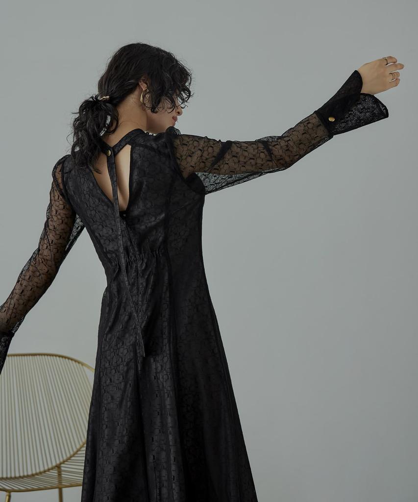 Niana Geometric Party Wedding Black Size S Back-Open Dress, Dress, Dress, Lace,