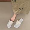 2025 Summer New Fashion Soft-soled Women Bohemian Outer Wear Flat-bottomed Pearl Toe Roman Sandals Women