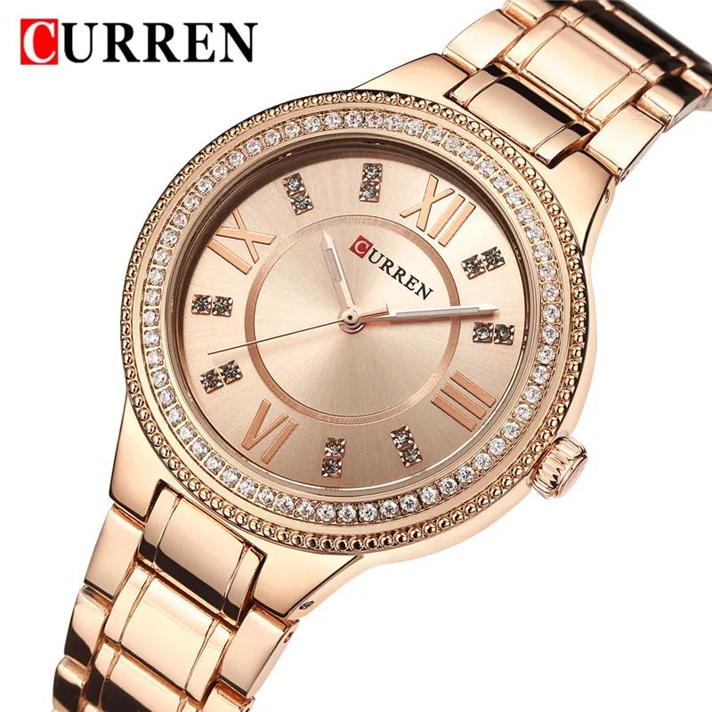 CURREN Fashion Women Watch Top Brand Luxury Ladies Girl Wristwatch Black Stainless Steel Bracelet Classic Female Clock Gift 9004