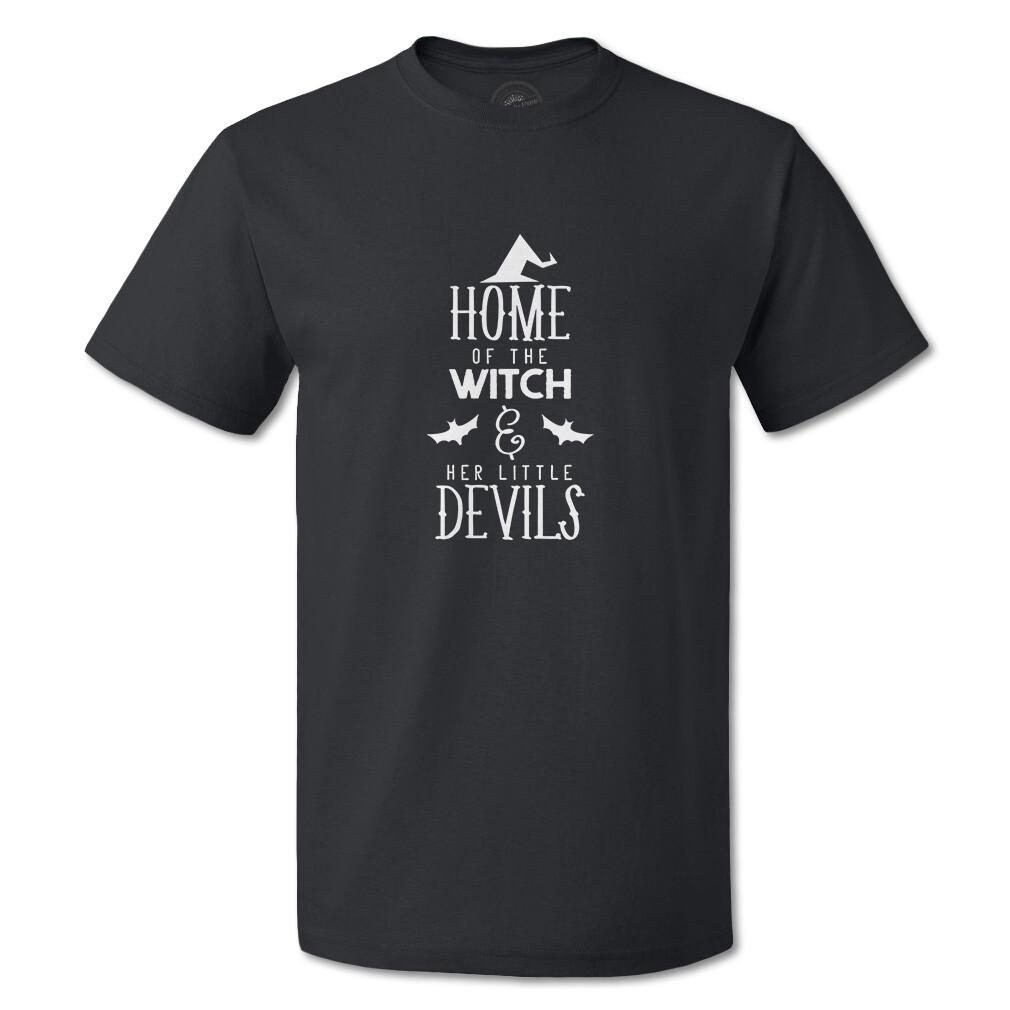 Funny Graphic T Shirts Home of The Witch & Her Little Devils Witch Moonlight Top XXXXL