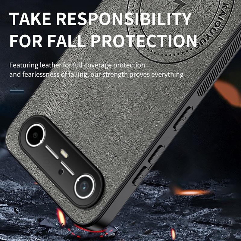 For Magsafe Magnetic Wireless Charging Case For Tecno Spark Go Slim 5G PU Leather Shockproof Cover For TECNO Camon 40 30 Pro 5G