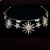 Vintage European 6-Point Star Wedding Crown Tiaras Gold Color Rhinestone Diadem Princess Women Headband Bridal Hair Accessories