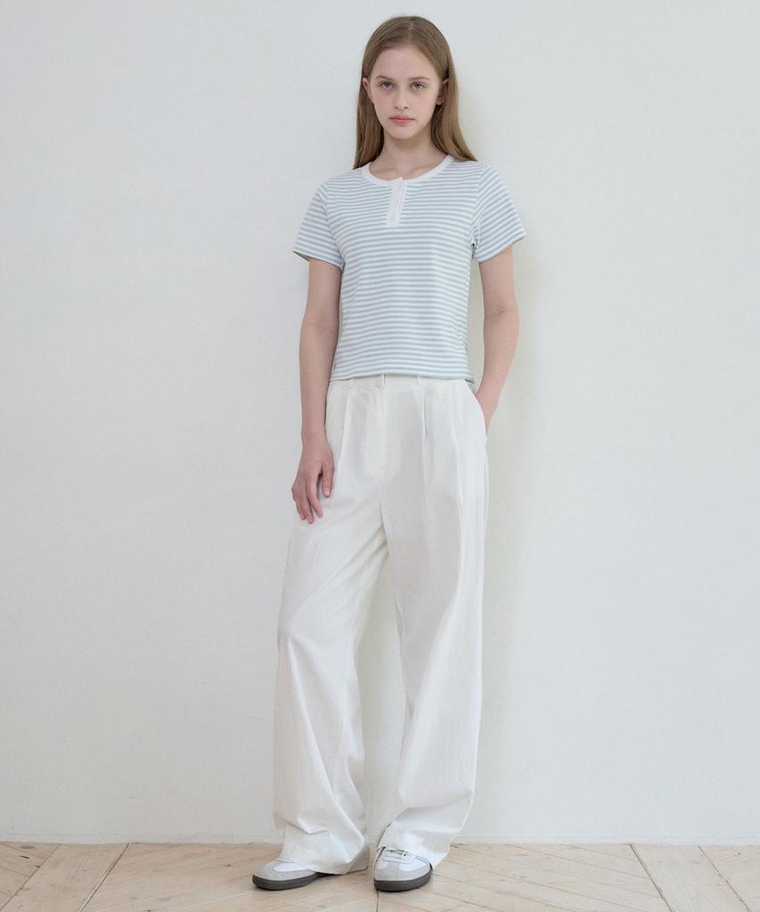 Wednesday Oasis For Woman Loewe Henley Neck Striped T-Shirt_Mint(W25-Tp24)