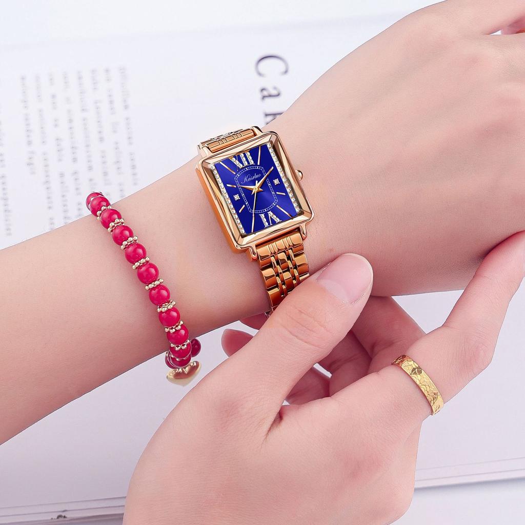 Petite Montre Carrée Femme Niche Luxe Léger Carrée Rétro Incrustée de Diamants Mode Étanche Tempérament Montre à Quartz
