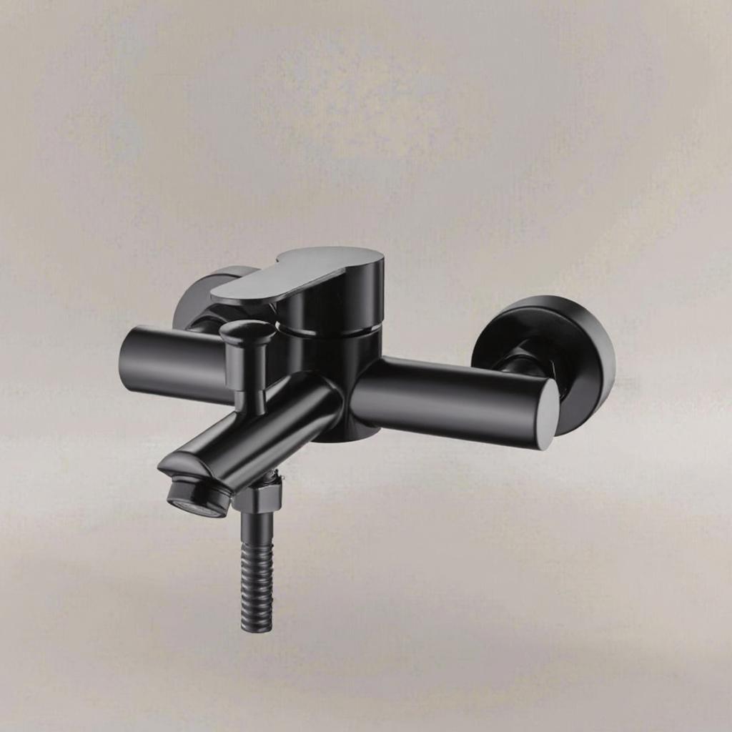 Stainless Steel 304 Contemporary Matte Black Dual Outlet Water Hotel-Grade Wall Mounted Shower Bathtub Mixer Faucet Tap