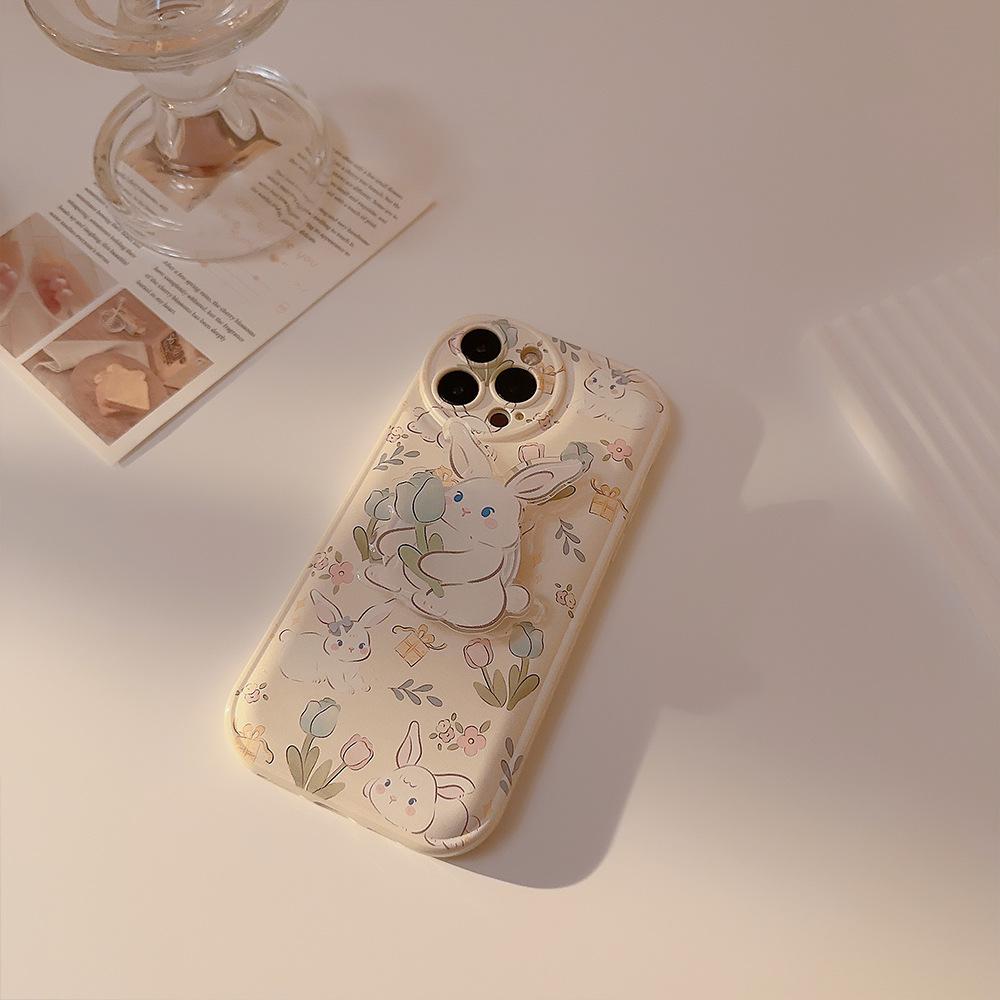 Flower Rabbit Mobile Phone Case Apple IPhone 16 Creative 15 Bracket 11 Silicone 13 Suitable for 14promax Girl 12