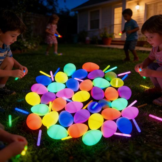 Set de Ouă de Paște Luminoase în Întuneric Ouă din Plastic care Se Iluminează și Ies din Coajă pentru Petrecerea de Sărbătoare Ornamente Fluorescente Reumplabile pentru Vânătoarea de Ouă și Aranjamente Centrale