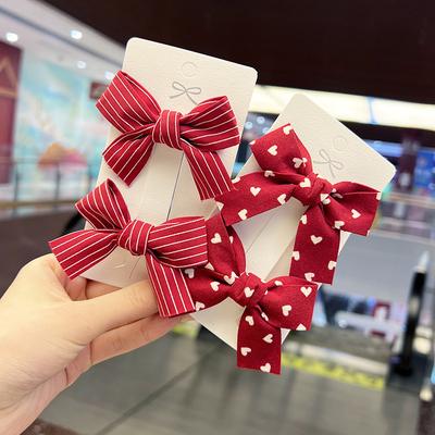 2 adet yeni sevimli prenses kırmızı yay kız tokalar çocuk şapkalar Hairgrips saç klipleri tokalarım saç aksesuarları