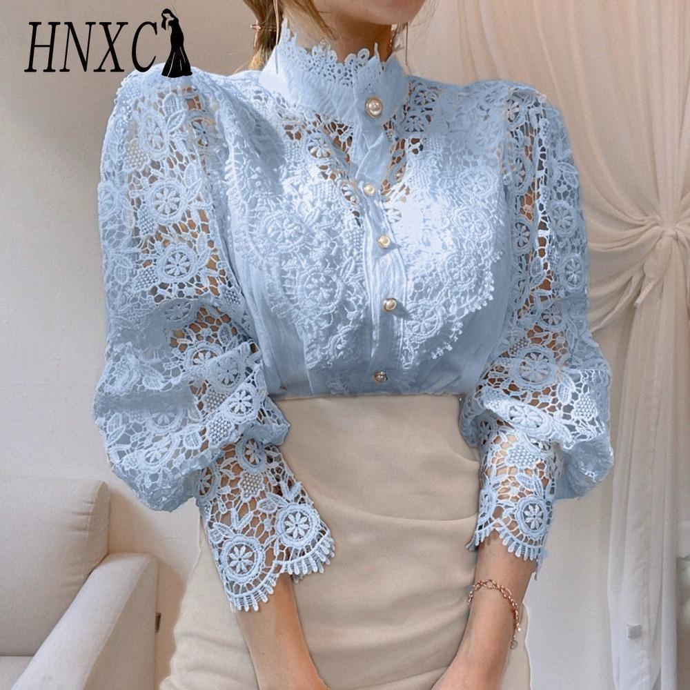 HNXC Женские модные повседневные однотонные блузки и рубашки с длинными рукавами с принтом