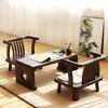 Solid Wood Low Chair, Tatami Floor Seating with Back, Comfortable Small Stool for Window Seat Meditation Reading Room