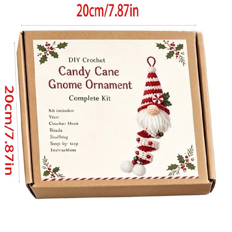 Crochet Dwarf Set with Printed Instructions and Knitting Supplies, Hanging Ornament Making Set for Shelf or Tree Decoration