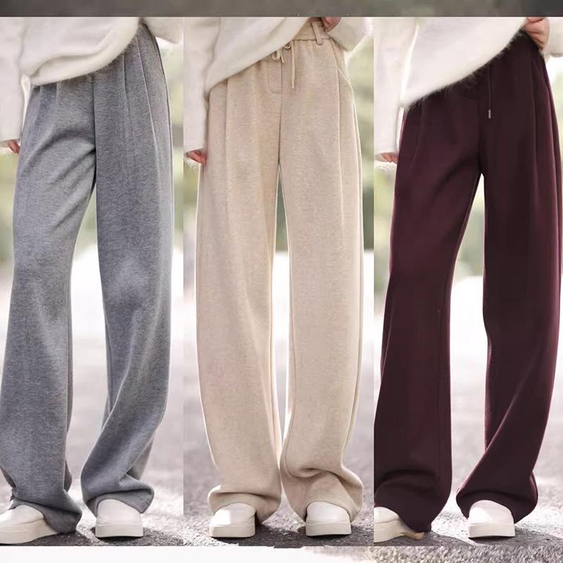 

Big Joy | Life-Saving Casual Fleece-Lined Pants | Thick, Elastic Waist & Drawstring, Straight-Leg for Autumn/Winter Large