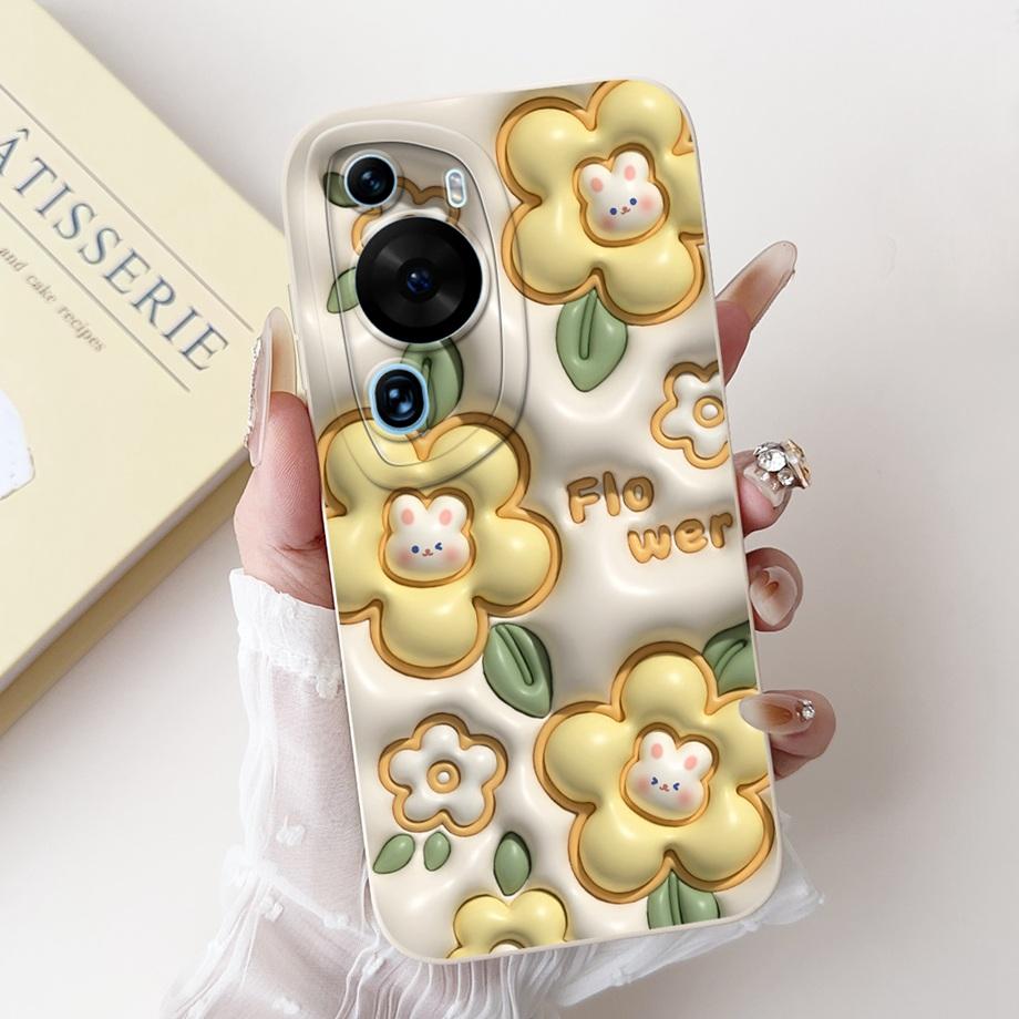 For Huawei P60 Art P60 Pro HuaweiP60 Case Cover Soft Silicone TPU Flower Butterfly Girly Fashion Painting Bumper Fundas