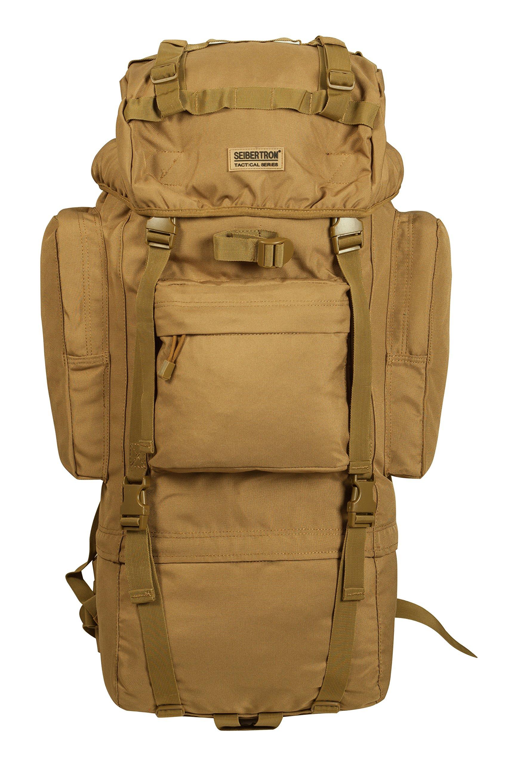 

[CYBERTRON] Backpack, 65L Large Capacity, Rain Cover Included, Multifunctional, Outdoor Backpack, Day Bag, Khaki