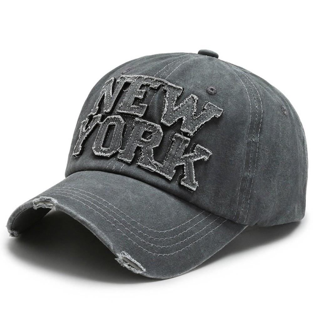 with Letter Patch Duckbill Hat Curved Brim Sun Hat Casual Baseball Cap  Sports серый