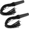 Milltrip 2Pcs Handlebar Tassel Grips - Premium PU Leather Hand Grip Tassels with Fringe Wrap Cover, Universal Fit for 1in Handlebar, Black