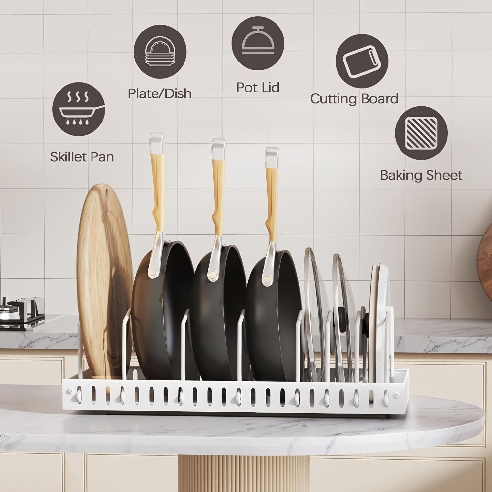 Lid Holder Cookware Storage Rack Space Saving Pull Out Organizer Premium Kitchen Pan Rack  Sink