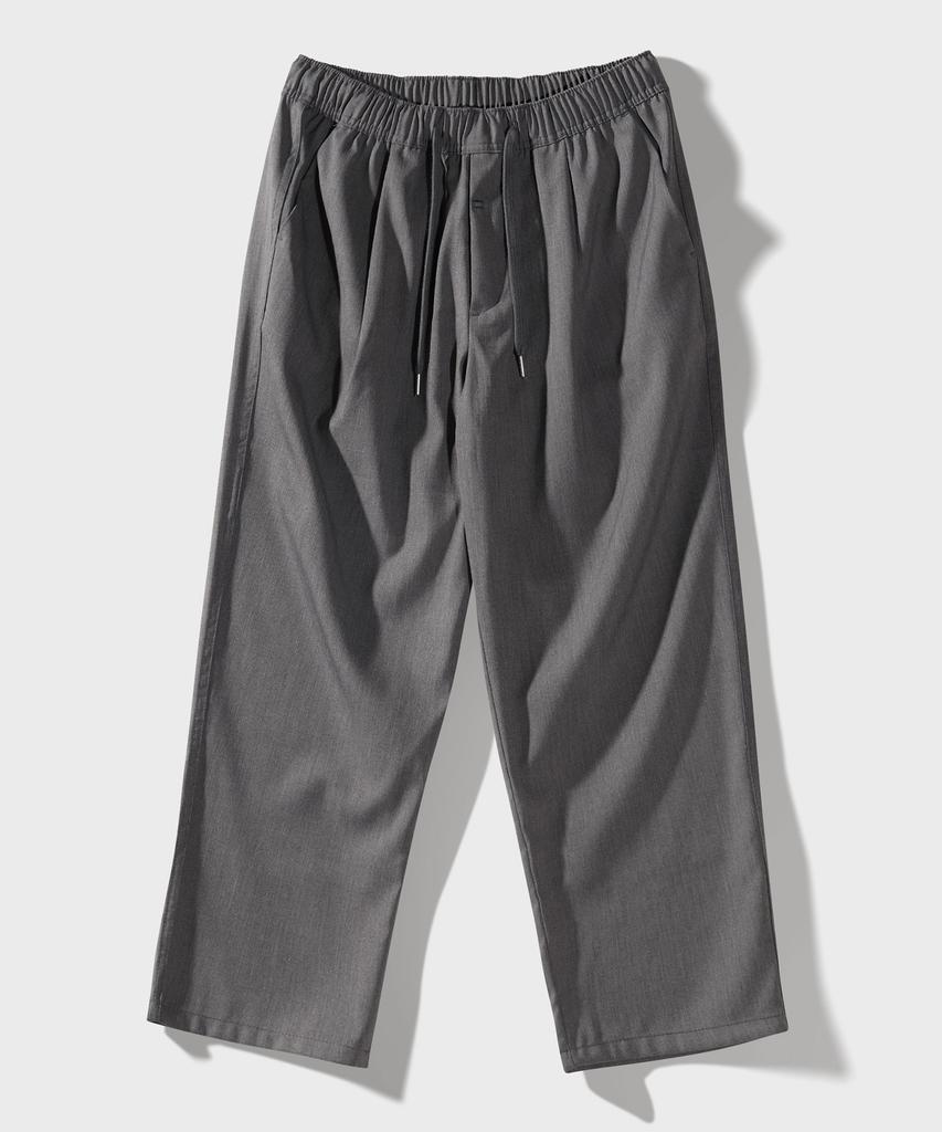 FFEFF STUDIO Single-Pleat Elastic Slacks (Gray)