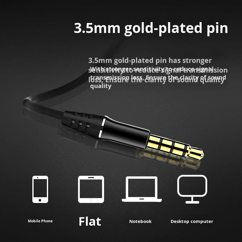 Sports Wired Earphones & Headphones with Heavy Bass TPE Jacket Compatible with TYPE-C & 3.5mm Interfaces Music Capable