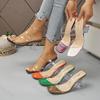 Women Heel Slippers Summer New Fashion Square Toe Open Toe Pumps Sandals Fashion Versatile Transparent Strap Chunky High Heels