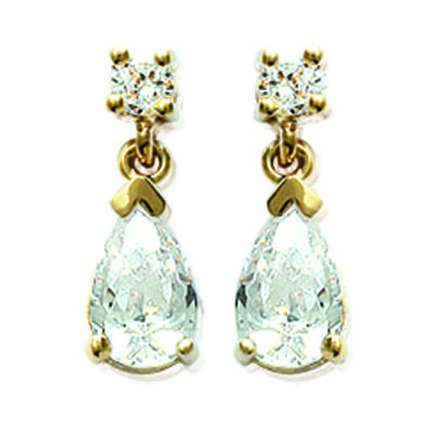 [J7109] - Gold Plated Earrings 'Damoiselles' White Gold - 15x6 Mm