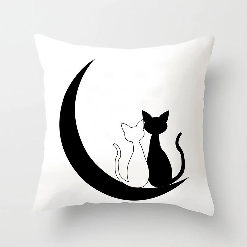 Abstract Black Cat Pattern Pillowcase Office Living Room Home Pillowcase Car Ornaments
