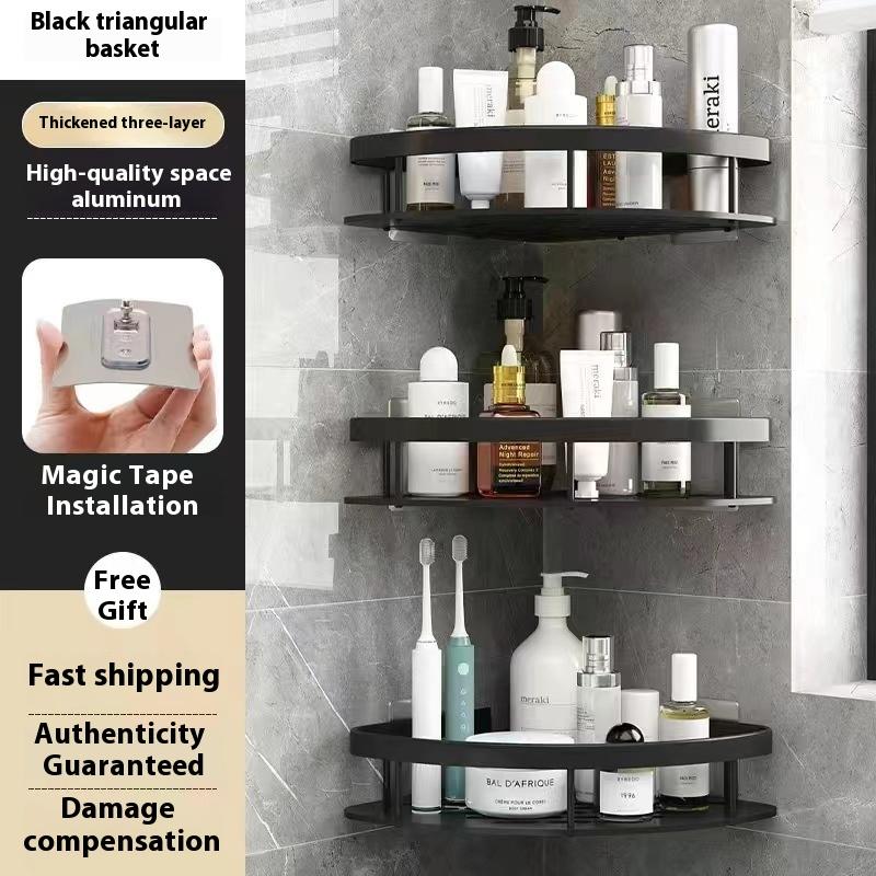 Bathroom Organizer Rack Punch-free Wall Mounted Triangle Storage Rack Corner Shelf Wall Soap Holder