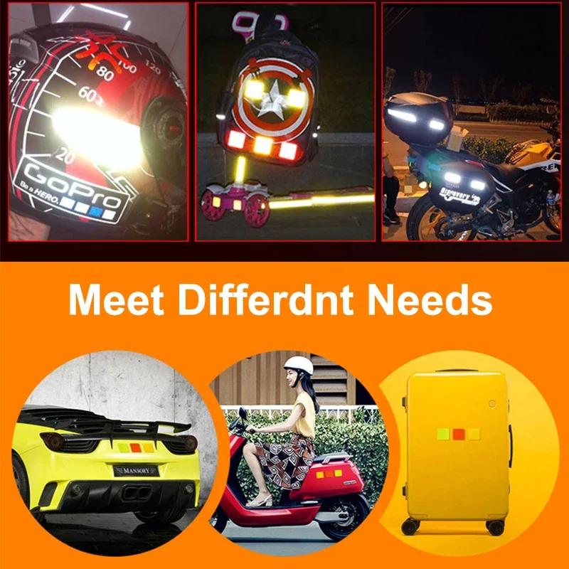 3*8cm Car Bumper Reflective Stickers Reflective Warning Strip Tape Secure Reflector Stickers Decals Safety Warning Tape 10pcs